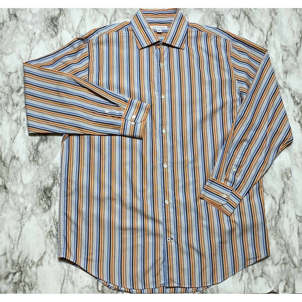 Banana Republic Mens Dress Shirt Sz L 16-16 1/2 Long Sleeve Multicolor Striped